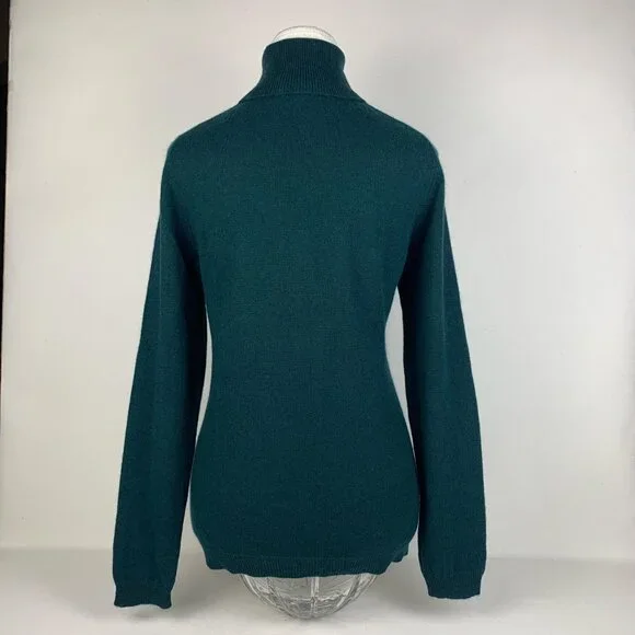 Charter Club Cozy Green Cashmere Turtleneck Sweater - Elegant Women's Knit Jumpe - Picture 2 of 6